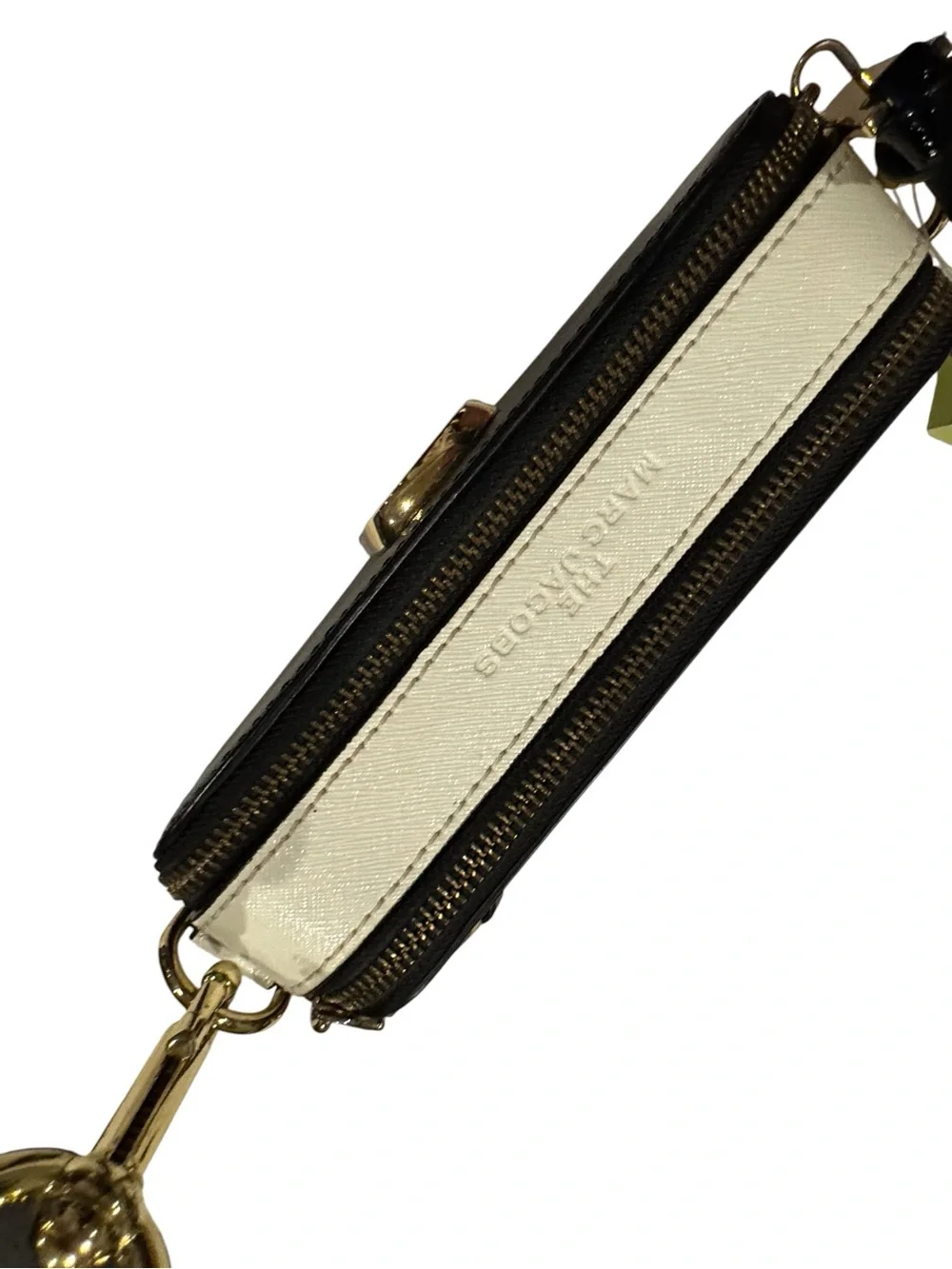 Marc Jacobs Black The Snapshot Crossbody Camera Bag with Pink Accent Strap Auth